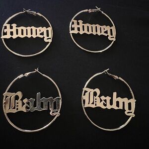 Eye Candy Gold Hoop Earrings - Honey & Baby